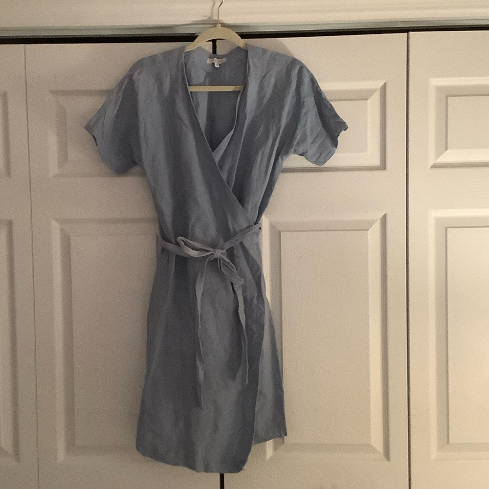 Elegant Light Blue Wrap dress